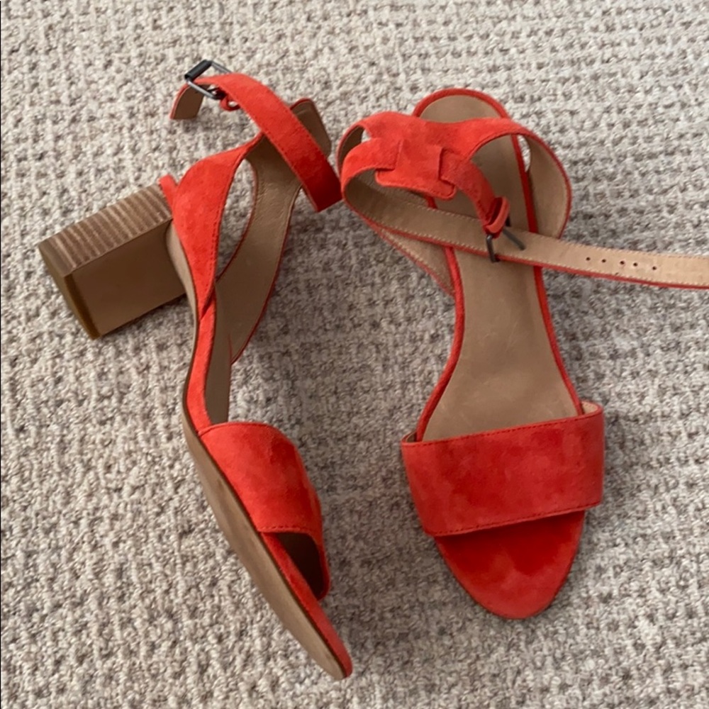 Madewell coral suede ankle strap heel (10)